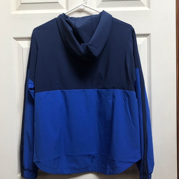 Adidas blue/white long sleeved hooded windbreaker - Picture 5 of 8
